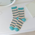 thumbnail image 2 of Prolriy Crew Socks for Women Casual Cute Striped Knitted Color Contrast Socks Womens Socks Blue, 2 of 3