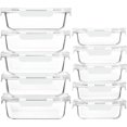 thumbnail image 1 of Paquete de 10 recipientes de vidrio para preparación de comidas con tapas, recipientes de vidrio para almacenamiento de alimentos con tapas de bloqueo a presión, recipientes herméticos para almuerzo, 1 of 4