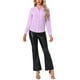 thumbnail image 2 of Camisa de manga larga con cuello alto Allegra K para mujer con estrellas metálicas en color púrpura claro, 2 of 5