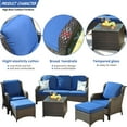 thumbnail image 4 of Ovios 6 Pieces Outdoor Patio Furniture Wicker Conversation Set Sectional Couch with Cushions & Glass Table, 4 of 8