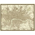 thumbnail image 2 of Vision Studio 18x15 Black Ornate Wood Framed with Double Matting Museum Art Print Titled - Sepia Map of London, 2 of 4