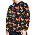thumbnail image 5 of Xoenoiee Girls Hoodies Pullover Long Sleeve Sweatshirt Hooded Sweater with Front Kangaroo Pocket Fall Winter Athleticwear Tops for Kids Age 6-16 Years, Colorful Butterfly Pattern, S, 5 of 7