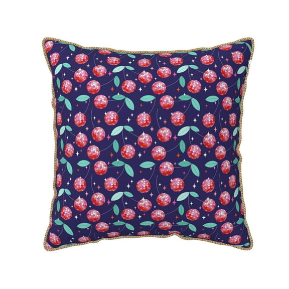 Xecao Cool Mirror Cherries Print Soft Velvet Decorative Throw Pillow Covers, Square Cushion Cases for Bed, Sofa, Living Room, Car, and Indoor Outdoor Use-16"x16"