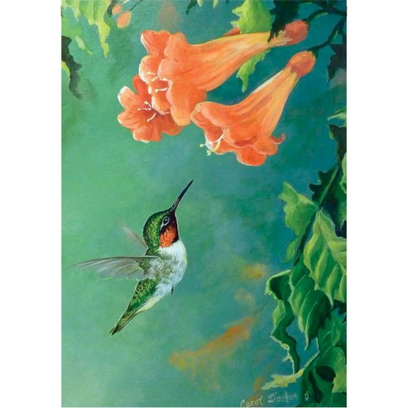 Premier Illuminated House Flag - Hummingbird and Trumpet Vine