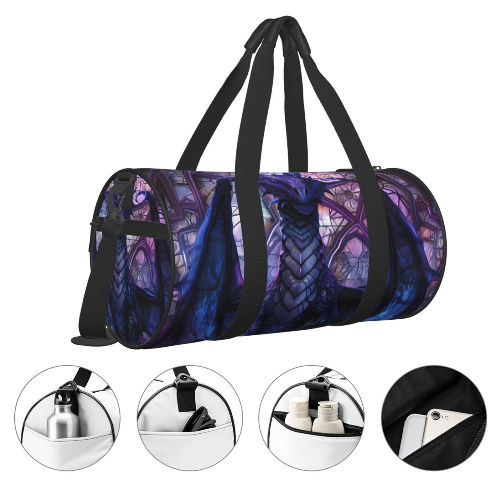 Defioc Fantasy Dragon In Cathedral for Travel Duffle Bag,Weekender Bag Carry On Tote Bags Hospital Bag Large Capacity Sport Gym Bag for Men Women Fit for Trave, Gym,Weekend