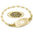 thumbnail image 1 of MedicEngraved Yellow Gold Stainless Steel Custom Medical Alert Bracelet - 5mm Heart Link, 1 of 7