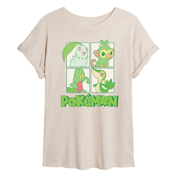 Pokémon - Green Pokemon - Juniors Oversized Graphic T-Shirt
