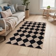 thumbnail image 5 of SUNDEREY 3'x5' Easy Jute Area Rug, Washable Entryway Rug Non Slip, Checkerboard Indoor Outdoor Carpet, Modern Geometric Farmhouse Checkered Rugs for Living Room Office Couch Entrance Kitchen,Black, 5 of 10
