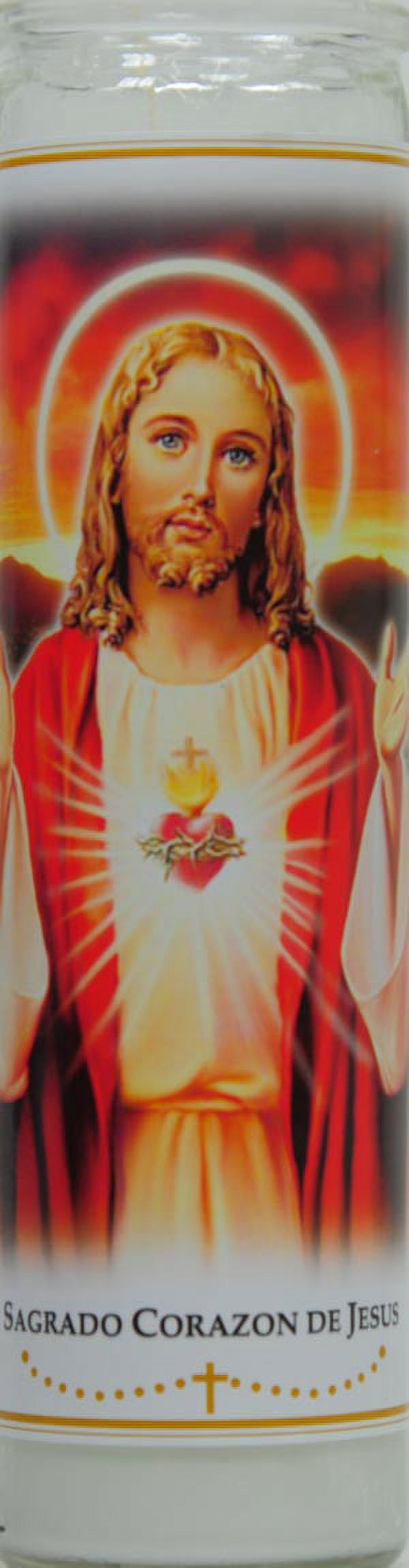 (6 pack) Continental Candle Rosary Series Sacred Heart of Jesus Candle, White, 8"