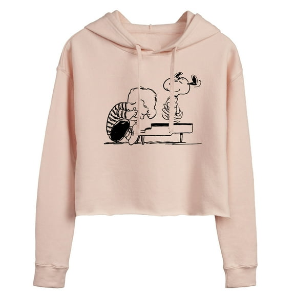 Peanuts - Schroeder Snoopy - Juniors Cropped Pullover Hoodie
