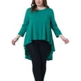thumbnail image 1 of Blusa de mujer de talla grande Agnes Orinda para el Día de San Patricio, dobladillo alto-bajo, cuello redondo, manga 3/4, top curvy, camiseta casual 1X verde, 1 of 6