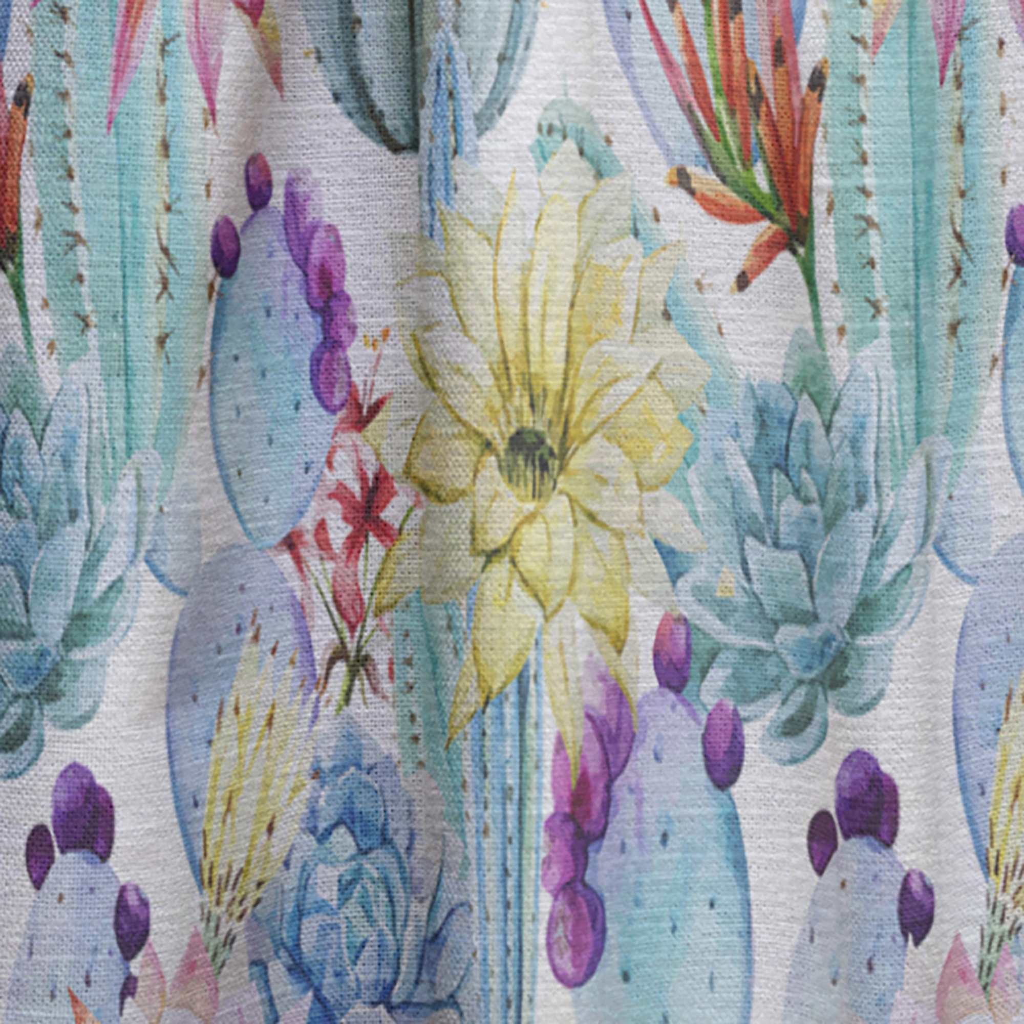 Designart 'Blossoming Tropical Flower With Cactus' Floral Curtain Panel