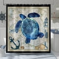 thumbnail image 3 of Retro Turtle Shower Curtain, Nautical Sailboat Anchor Lighthouse Seashell Map Vintage Style Bathroom Curtains for Bathtub Decor Machine Washable Waterproof Fabric with 12 PCS Hooks, 3 of 6