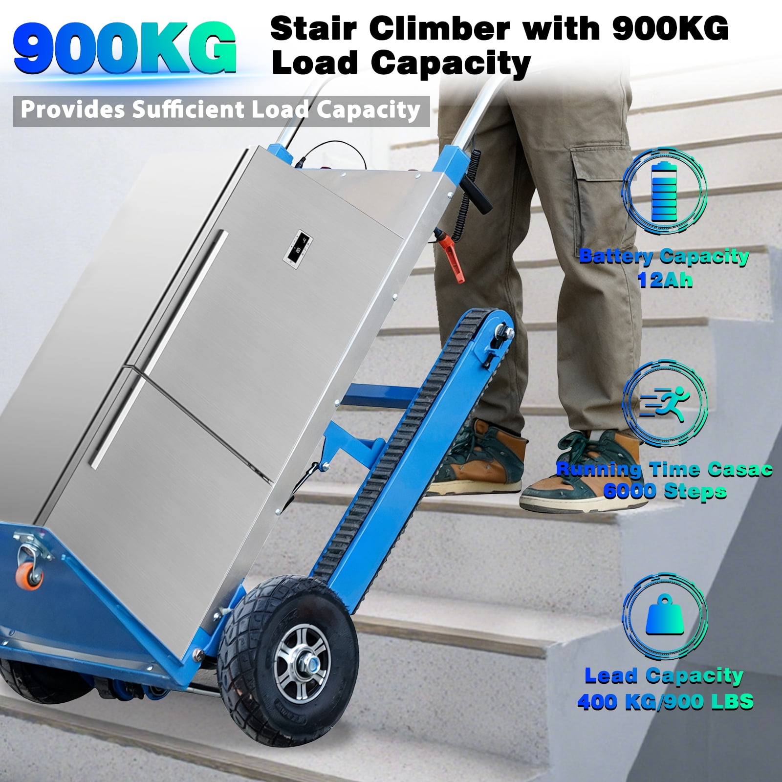 Esheno Electric Stair Climbing Hand Truck 900 lb Capacity 1250W Motor Heavy Duty Stair Climber Blue
