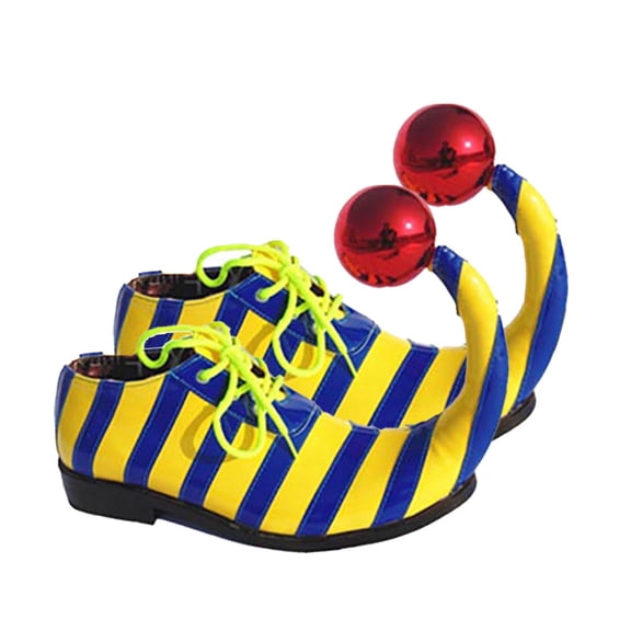 Doomiva Adult Clown Shoes Funny PU Leather Circuss Shoes Clown Accessories Carnival Blue Yellow 41/255