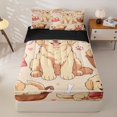 thumbnail image 2 of Manfei Kawaii Puppy Zipper Twin Comforter Sets with Fitted Sheet and 2 Pillowcases, Cartoon Bow Dog Zipper Bedding Set, Cream Pink, Black Reversible, 4-Piece, 2 of 7