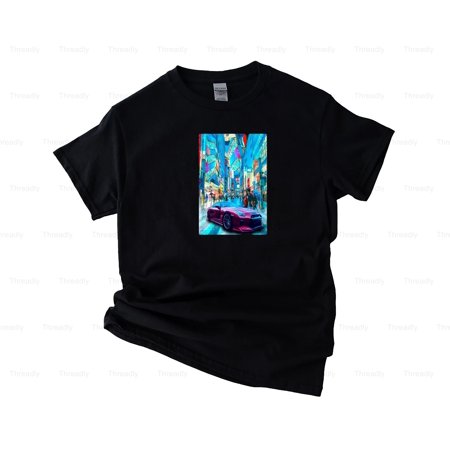 Threadly86 Retro 80s Synthwave Tokyo Cityscape Night Drive Vaporwave Music Car T-Shirt, SW, Hoodie, for Unisex, up to size 5XL.