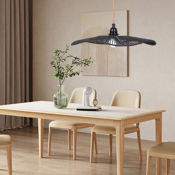 Pantalla de lámpara tejida, decoración de sombra de luz, linterna, lámpara de techo, cubierta de lámpara, sombras para cocina, isla, mesita de noche, Negro