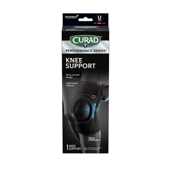 CURAD Performance Series Knee Support with Side Stabilizers, Adjustable, Universal, 1 count