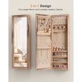 thumbnail image 3 of Skyhill Mirror Jewelry Cabinet,40in Jewelry Armoire Organizer,Door or Wall Mounted,6 LED Lights（Oak）, 3 of 9
