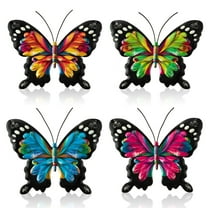 4Pcs Colorful Metal Butterfly Decorations Wall Art Hanging for Bedroom/Living Room Decor, 17x13cm