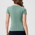 thumbnail image 3 of Uootdi Hauts à Manches Courtes pour Femmes Col Rond Sans Couture Tricot Compression Ajusté Doux Respirant Chemises Décontractées de Sport Cadeau, 3 of 9