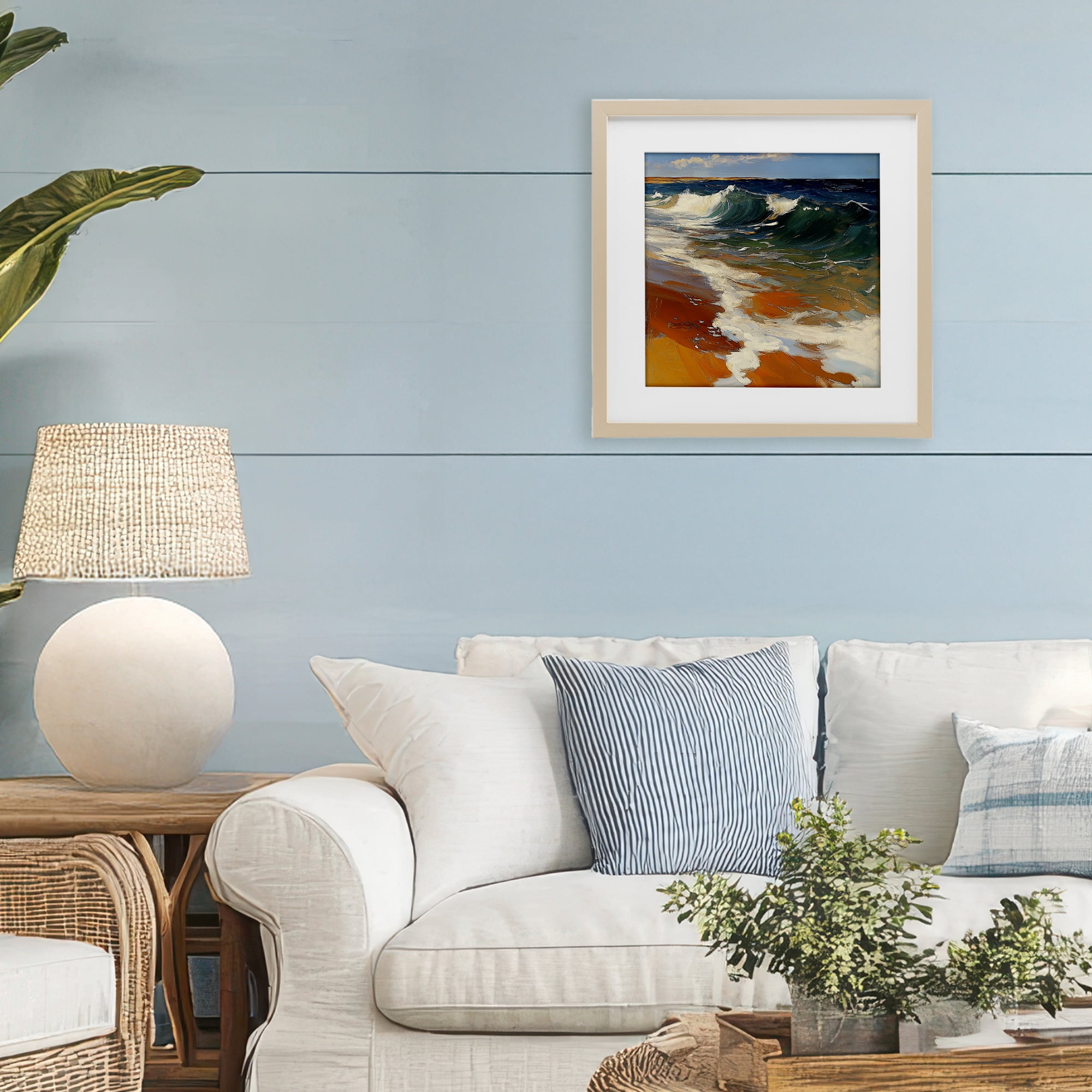 Stupell Industries Glassy Ocean Waves Break Birch Framed Print Under Glass, design by Walker Noble