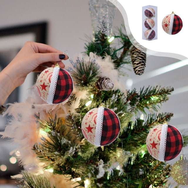 Set de Tres Bolas Navideñas Colgantes de Espuma de Colores | Adornos Multicolor para Árbol de Navidad de 8 Cm | Material de Espuma | Paquete de 3