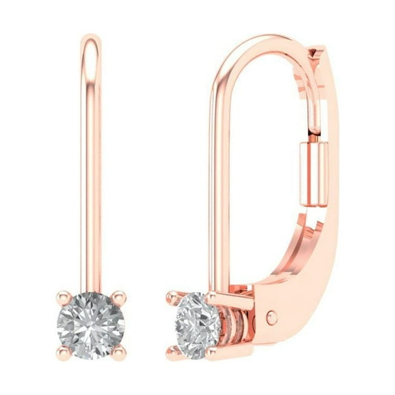 0.5 ct Lever-Back Drop Dangle Earrings for Women | 4.0mm Round Cut Simulated Diamond | 18K Rose Gold