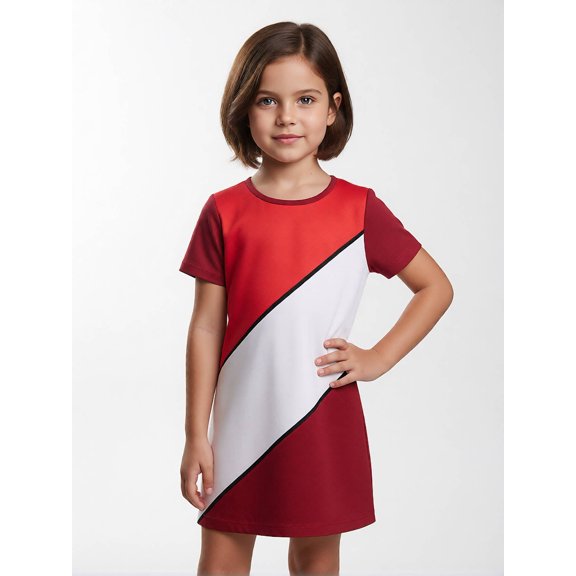 Girls Active Simple Short Sleeve Summer Dress Casual Fit Crewneck Casual Dress for Young Girls Age 5-13