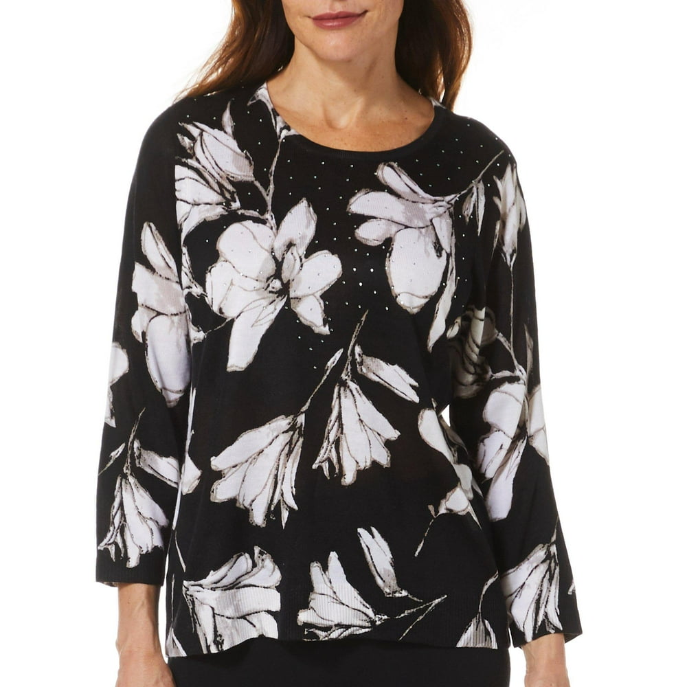 Cathy Daniels - Cathy Daniels Womens Embellished Floral Sweater ...