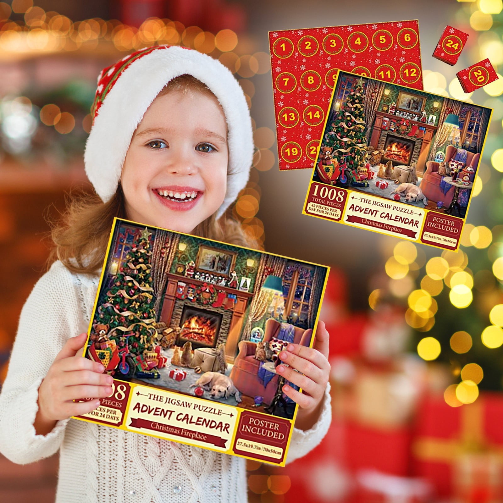 Calendrier De L'Avent Puzzle 2024 - 24 Boîtes Avec Pièces De Puzzle - Décoration Et Jeu Compte à Rebours Noël - 10