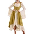 thumbnail image 2 of LEKWK Renaissance Dress Women Plus Size Lace Up Corset Ruffled Medieval Pirate Costume Off Shoulder Bell Long Sleeve Ren Faire Dresses, 2 of 5