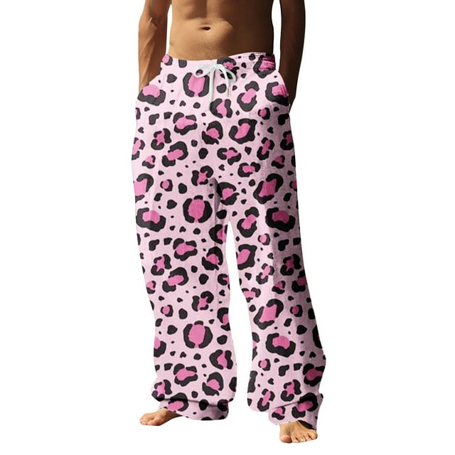 WEAIXIMIUNG Salopette d'Hiver pour Hommes Isolée Mode Décontractée Numérique 3D Imprimé Léopard Pantalon Droit Décontracté Style Trois