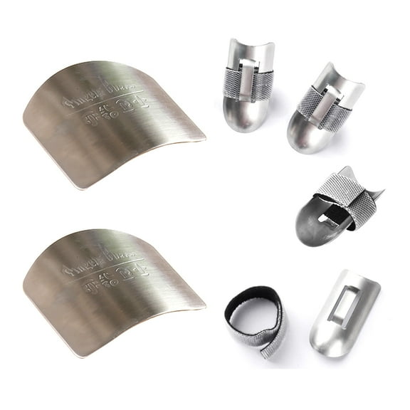 6 Pack Stainless Steel Finger Protector, Finger Guard, Chef Thumb Saver, Safe Fingertip Covers, Food Chopping Kitchen Tool for Slicing Cutting Dicing Vegetables Fruit Peeling