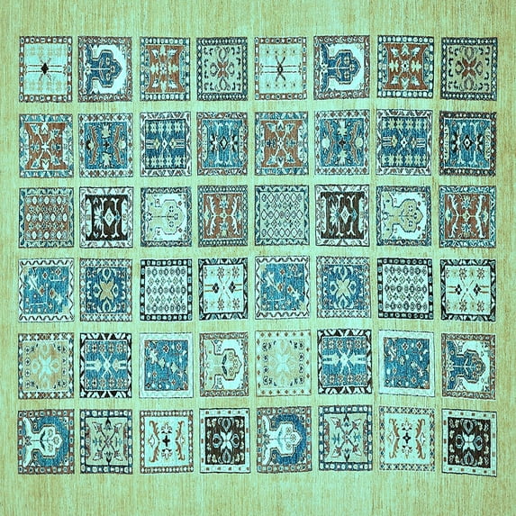 Ahgly Company Indoor Square Abstract Light Blue Modern Area Rugs, 8' Square