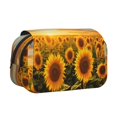 thumbnail image 1 of Disketp Beautiful Golden Sunflower Field Estuche de Lápices de Doble Capa con Tapa Abatible y Cremallera, Organizador Escolar para Adolescentes y Adultos, 1 of 7