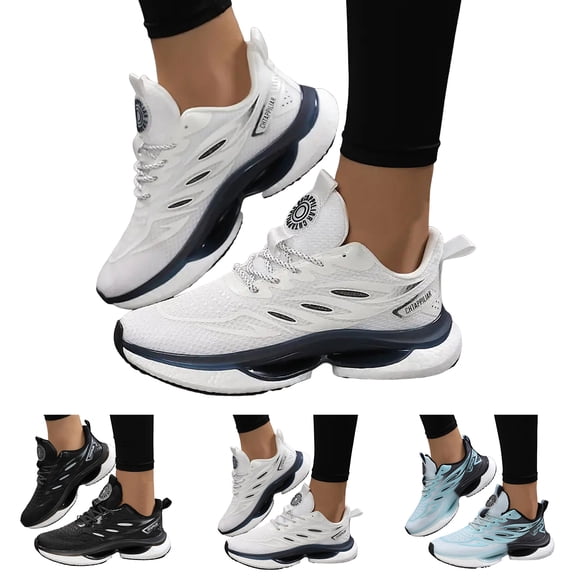 Dakaela Women's Road Running Shoes Non Slip Ladies Walking Chunky Platform Sneakers for Workout Gym Athletic Jogging Black 6.5