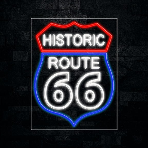 Historic Route 66 LED Neon Sign 22"L x 28"H #31726