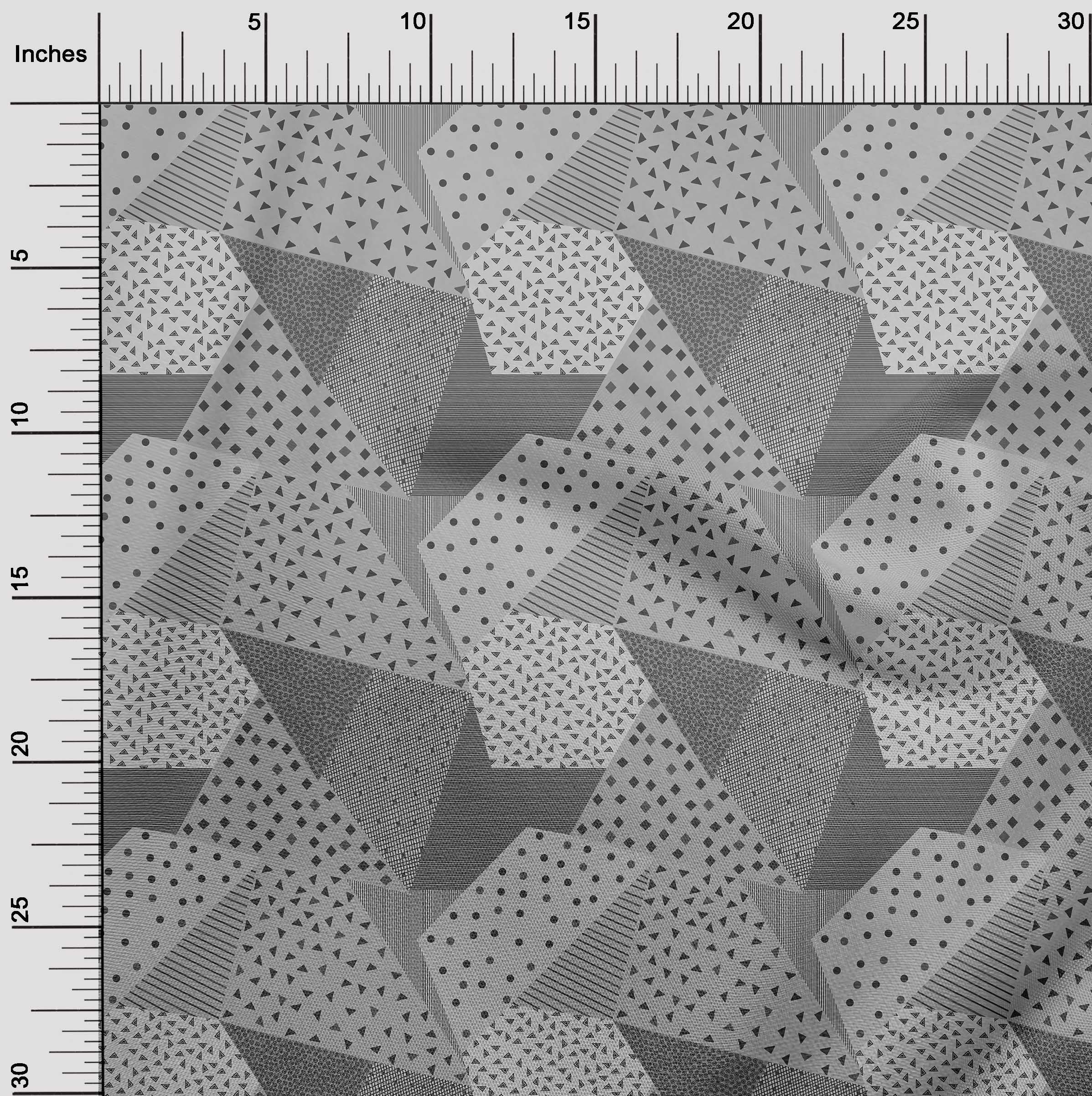 oneOone Cotton Poplin Twill Light Gray Fabric Triangle Geometric