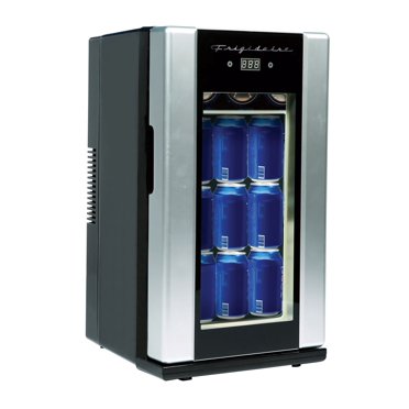 Frigidaire Retro Beverage Refrigerator, Silver, 10.67''x11.15''x19.19''