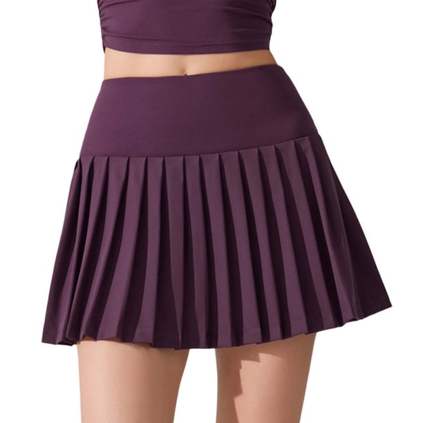 Falda plisada de tenis para mujer con pantalones cortos: falda pantalón deportiva, para correr, con bolsillos, cintura elástica, varias tallas