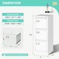 thumbnail image 3 of STANI 3 Drawer White File Cabinet with Lock, Filing Cabinets for Home Office, Metal Locking Office File Storage Cabinets with Drawers, Vertical Small Filing Cabinet Organizer for Legal/A4, 3 of 10