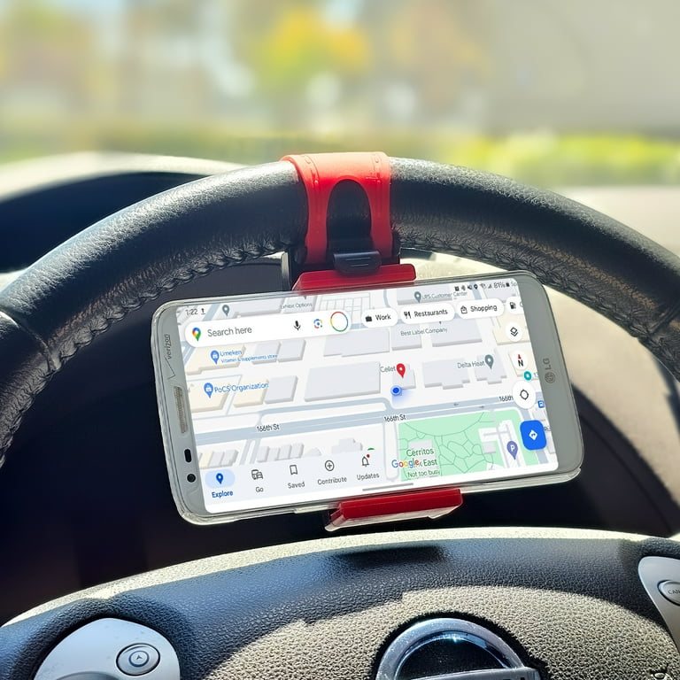 Car Steering Wheel Baby Stroller Handlebar Smartphone Mount Phone Holder Compatible with Apple iPhones Samsung Galaxy Smartphones Google Pixel
