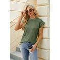 thumbnail image 2 of New Womens Textured Crewneck Knit Solid Loose Casual T Shirts, 2 of 3