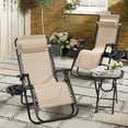 thumbnail image 2 of Homall Outdoor Zero Gravity Chair Folding Recline Patio Portable Lounge Chairs Set of 3 with Cupholder and Table, Beige, 2 of 2