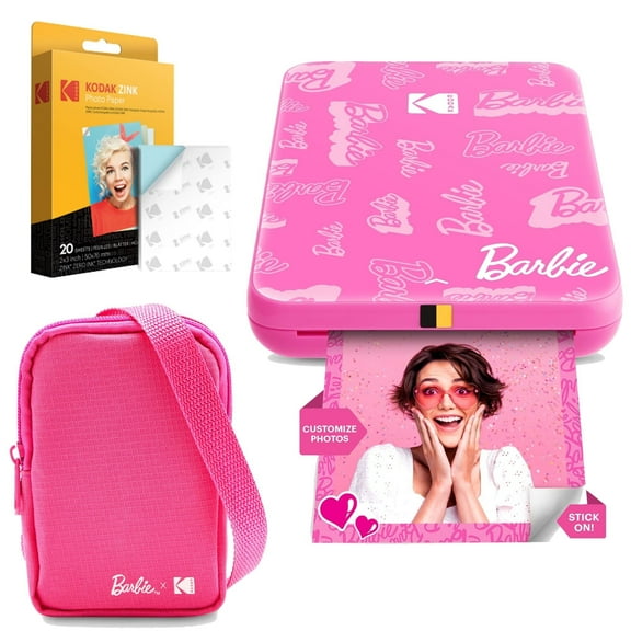 Kodak Step Slim Mobile Instant Photo Printer 2x3" Barbie & Zink Photo Paper (20 Sheets) Bundle