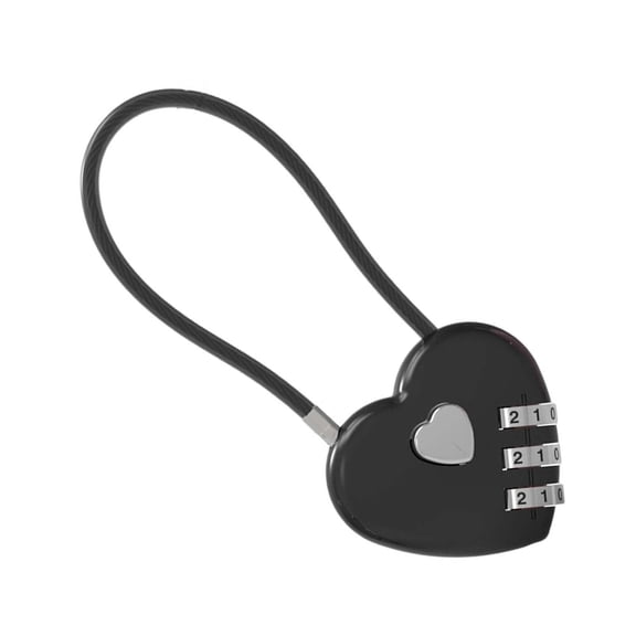UP Heart-Shaped Combination Cable Lock for Luggage, Suitcase, Gym Locker, Backpack, Cabinet, Box, Fence Gate, Travel & Outdoor Use - 3-Digit Resettable Padlock