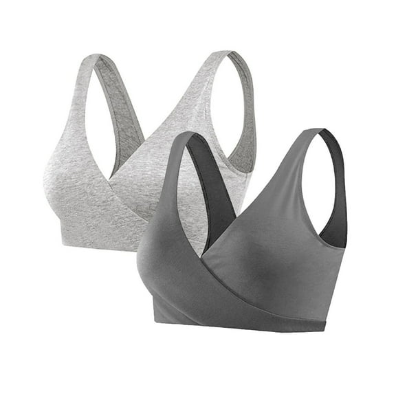Munlar Nursing Bras,Womens Breastfeeding Bra,2 PCS Pregnant Women's Plain Color Bra Maternity Nursing Bras Vest Tops