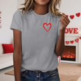 thumbnail image 2 of T-shirts de la Saint-Valentin pour Femmes 2026 Mode Manches Courtes Col Rond Cœur Graphique, 2 of 4